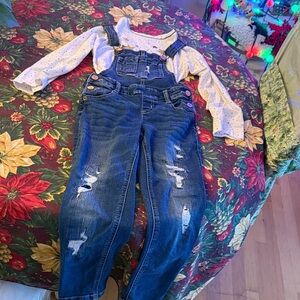 Little girl, adorable bibs check out the knees just so cute with shirt